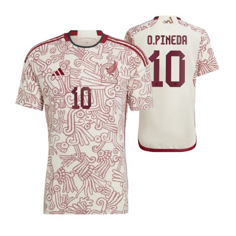 Mexico 10 O.PINEDA Away 2022 FIFA World Cup Thailand Soccer Jersey