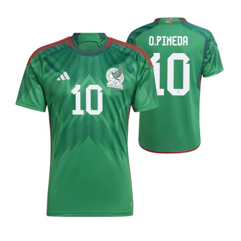 Mexico 10 O.PINEDA Home 2022 FIFA World Cup Thailand Soccer Jersey