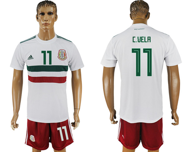 Mexico 11 C.VELA Away 2018 FIFA World Cup Soccer Jersey