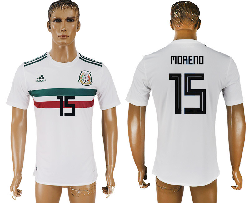 Mexico 15 MORENO Away 2018 FIFA World Cup Thailand Soccer Jersey