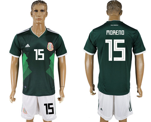 Mexico 15 MORENO Home 2018 FIFA World Cup Soccer Jersey