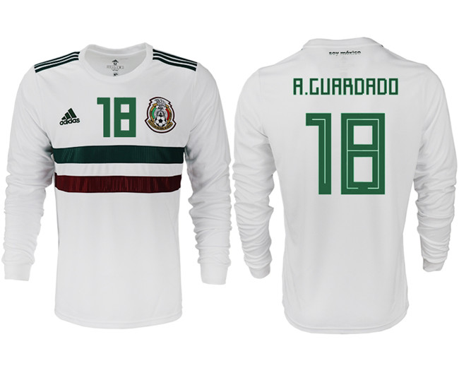 Mexico 18 A.GUARDADO Away 2018 FIFA World Cup Long Sleeve Thailand Soccer Jersey