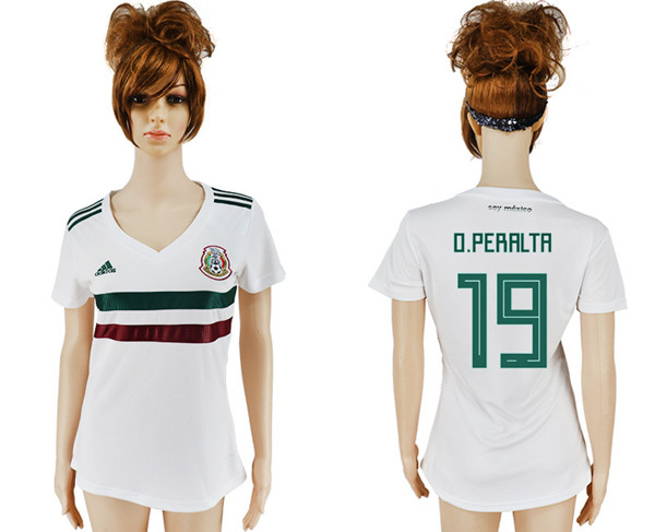 Mexico 19 O. PERALTA Away Women 2018 FIFA World Cup Soccer Jersey