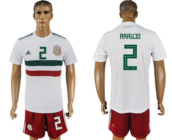 Mexico 2 ARAUJO Away 2018 FIFA World Cup Soccer Jersey