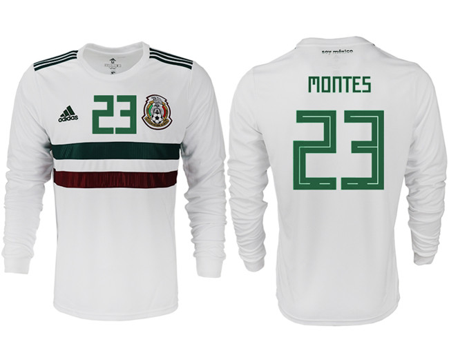 Mexico 23 MONTES Away 2018 FIFA World Cup Long Sleeve Thailand Soccer Jersey