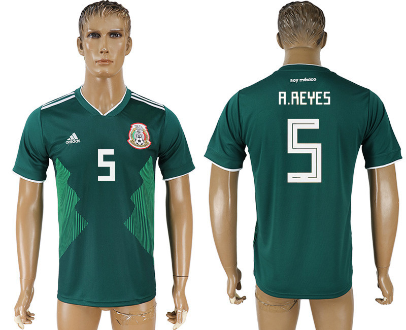 Mexico 5 A.REYES Home 2018 FIFA World Cup Thailand Soccer Jersey