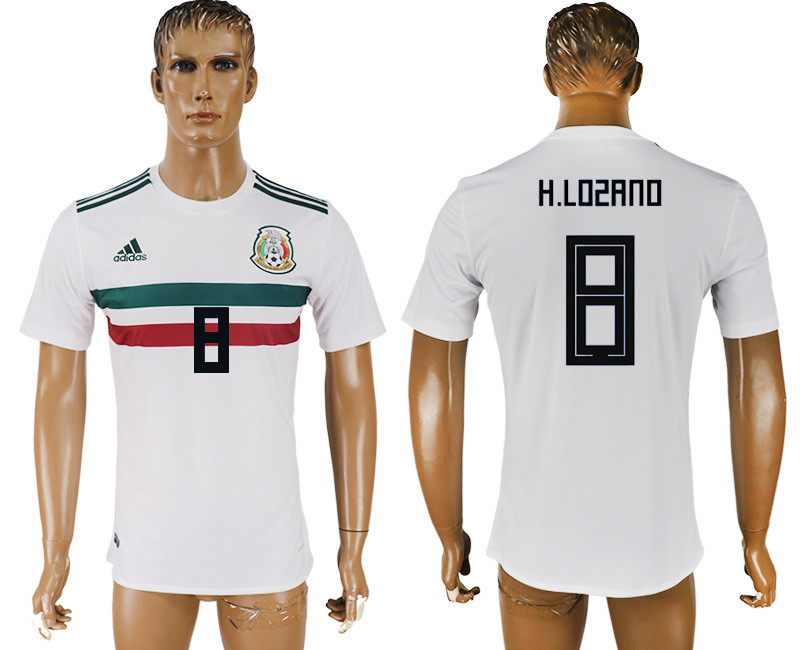 Mexico 8 H. LOZANO Away 2018 FIFA World Cup Thailand Soccer Jersey