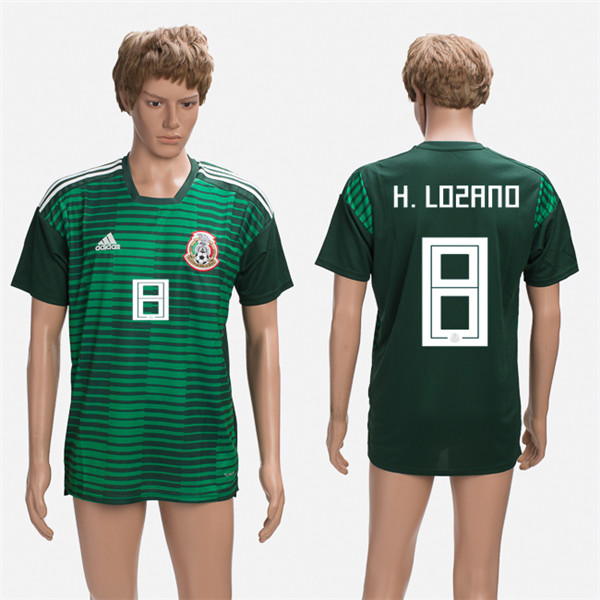 Mexico 8 H. LOZANO Training 2018 FIFA World Cup Thailand Soccer Jersey