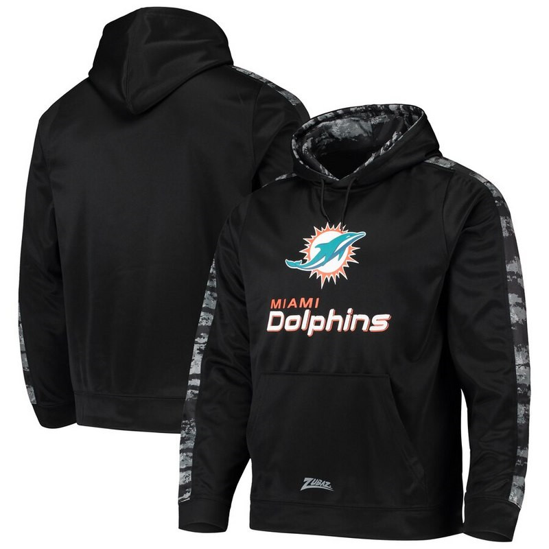 Miami Dolphins Zubaz Tonal Oxide Pullover Hoodie Black