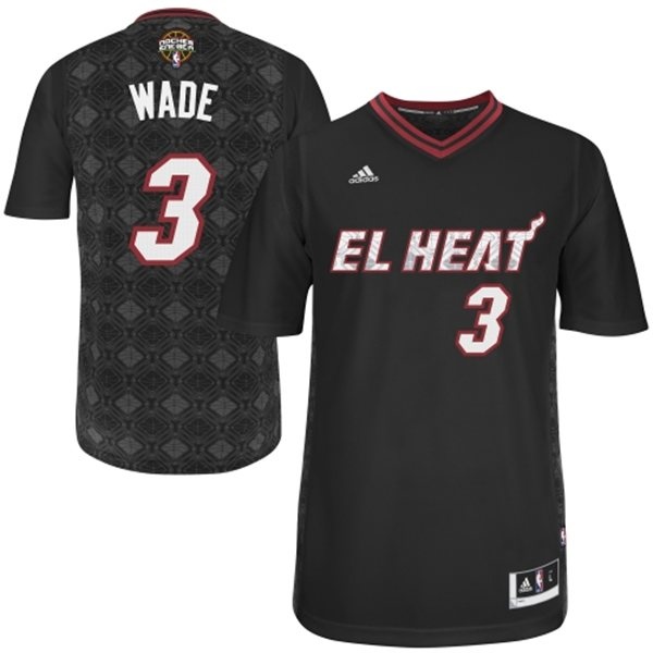Miami Heat 3 Dwyane Wade 2014 Noches Enebea EL Heat Black Swingman Jersey