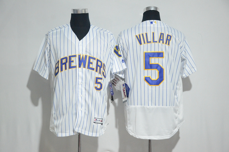 Milwaukee Brewers 5 Jonathan Villar White Alternate Flex Base Stitched MLB Jersey