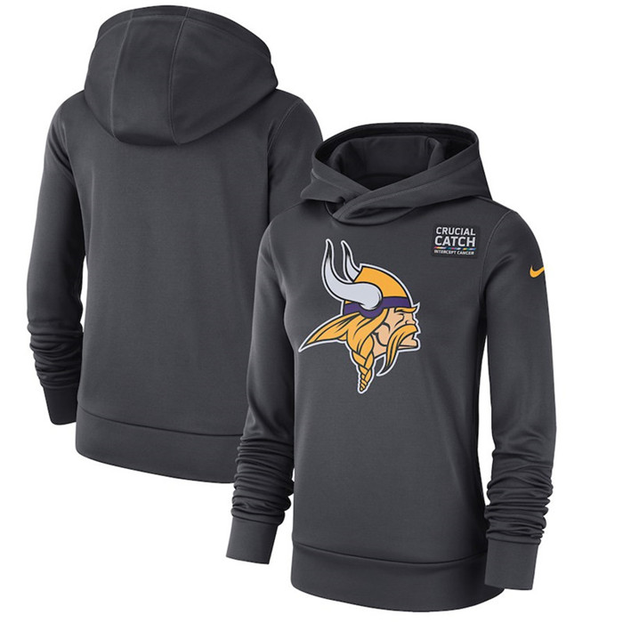 Minnesota Vikings Anthracite Women's  Crucial Catch Performance Hoodie