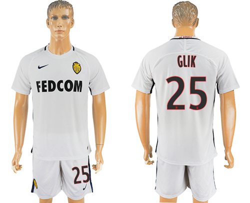 Monaco 25 Glik Away Soccer Club Jersey