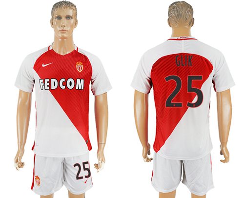 Monaco 25 Glik Home Soccer Club Jersey