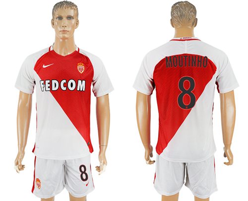 Monaco 8 Moutinho Home Soccer Club Jersey