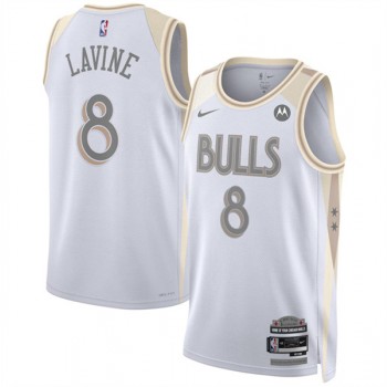 NBA Bulls 8 Zach LaVine White 202 25 City Edition Nike Jersey
