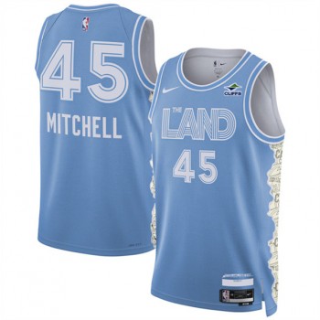 NBA Cavaliers 45 Donovan Mitchell Light Blue 2024 25 City Edition Nike Jersey