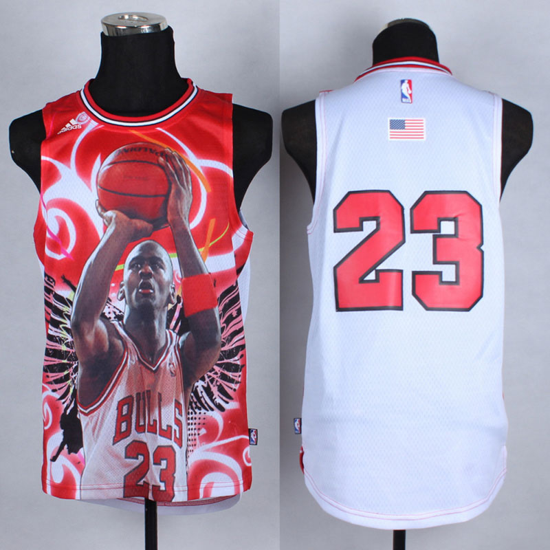 NBA Chicago Bulls 23 Michael Jordan Fashion White Jerseys