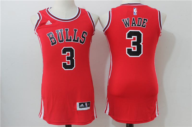 NBA Chicago Bulls 3 Dwyane Wade Red Women Dress Jersey