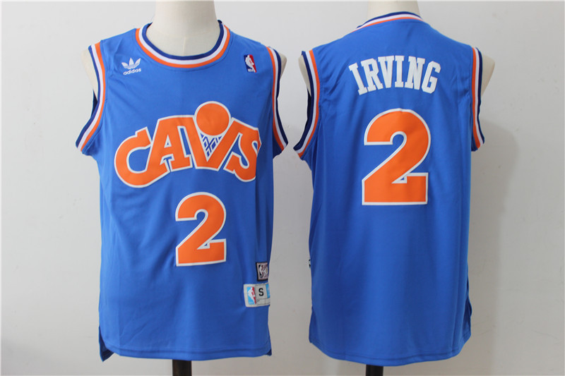 NBA Cleveland Cavaliers 2 Kyrie Irving Blue Cavs Throwback Authentic Jersey