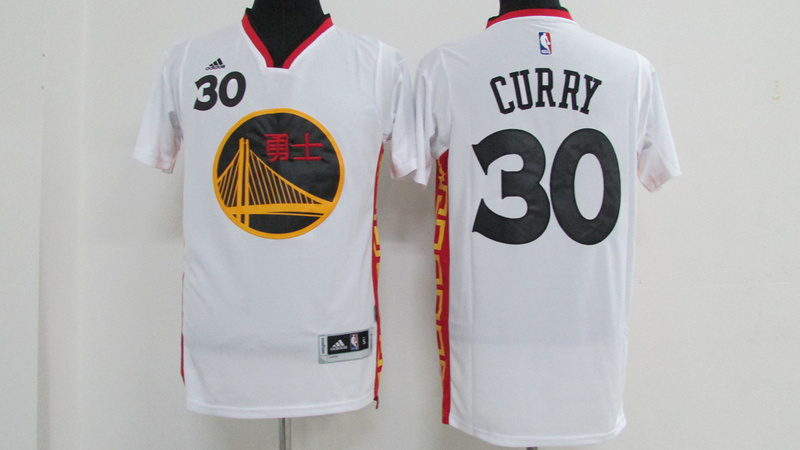 NBA Golden State Warriors 30 Stephen Curry  Charcoal 2016 Chinese New Year Basketball White Jersey