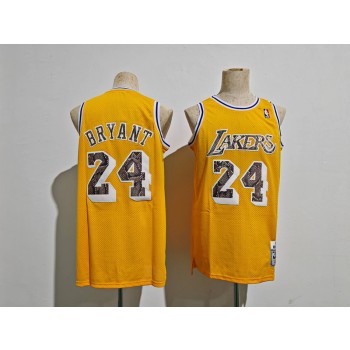 NBA Lakers 24 Kobe Bryant Yellow Throwback Jersey