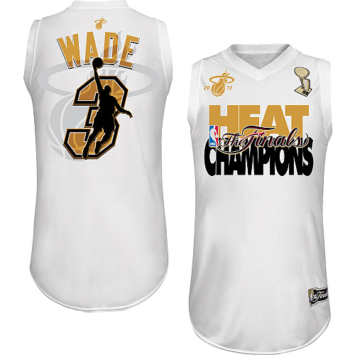 NBA Majestic Miami Heat 3 Dwyane Wade 2013 NBA Finals Champions Jersey