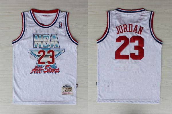 NBA Mitchell Ness Chicago Bulls 23 Michael Jordan Throwback White 1991 1993 All Star Jersey