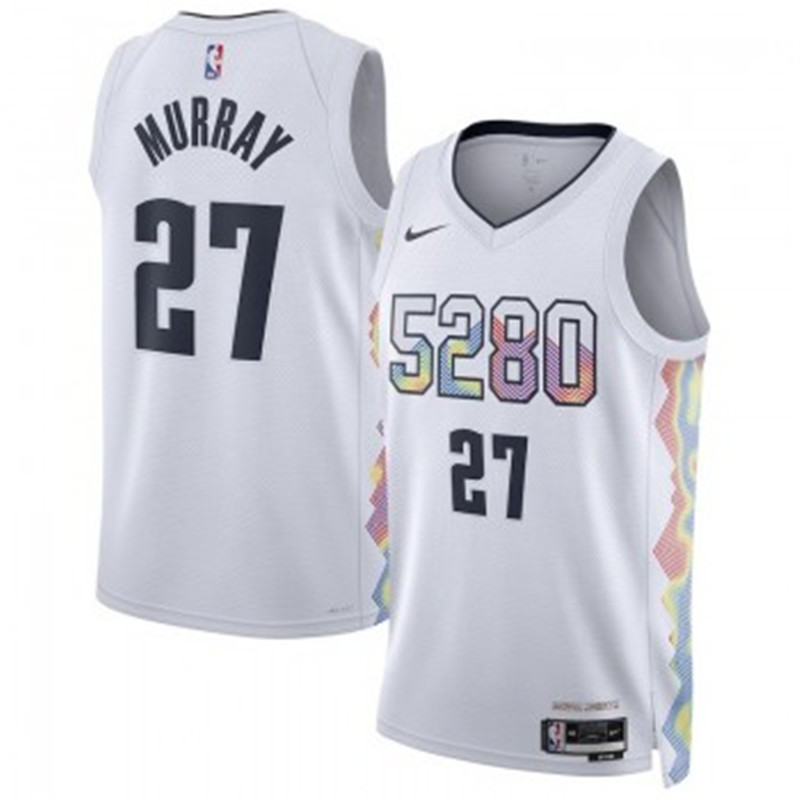 NBA Nuggets 27 Jamal Murray White 2024 City Swingman Jersey