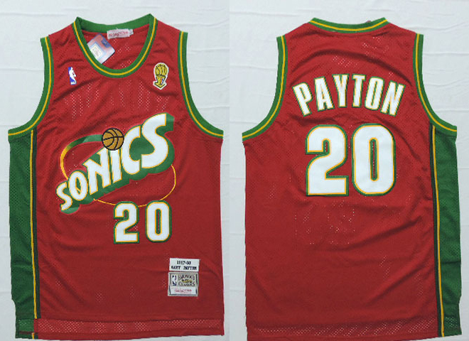 NBA Seattle Sonics 20 Gary Payton Throwback Red Jersey