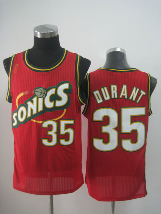 NBA Seattle Sonics 35 Kevin Durant Authentic Throwback Soul Red Jersey