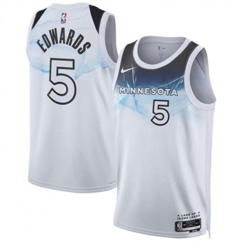 NBA Timberwolves 5 Anthony Edwards White 2024 25 City Nike Jersey