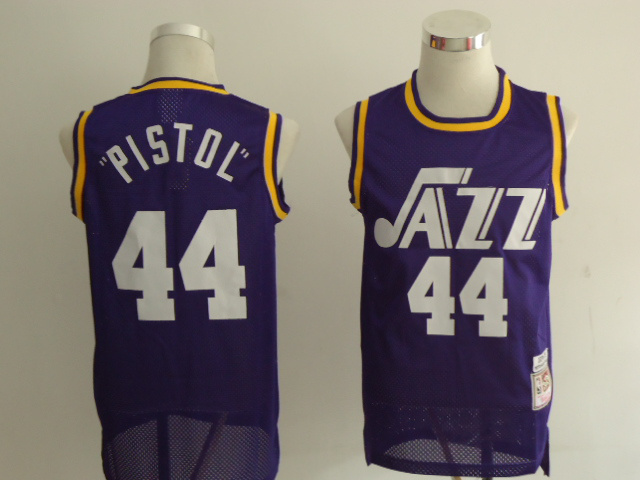 NBA Utah Jazz 44 Pistol Pete Maravich Throwback Purple Jersey