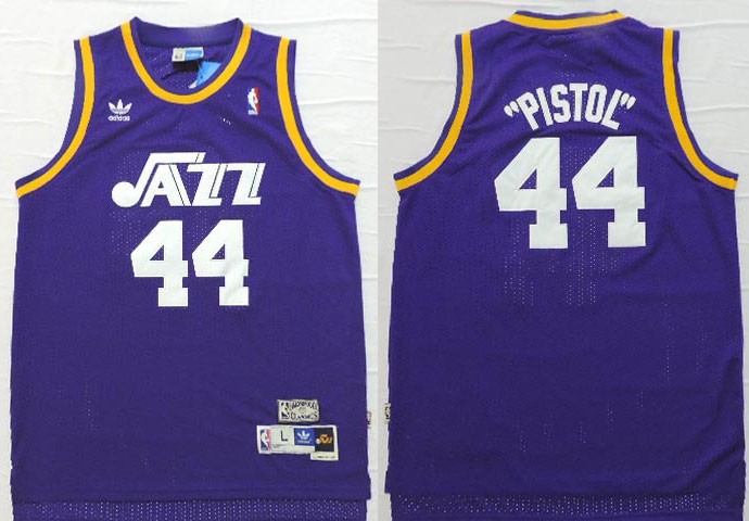 NBA Utah Jazz 44 Pistol Pete New Rev30 Swingman Maravich Throwback Purple Jersey