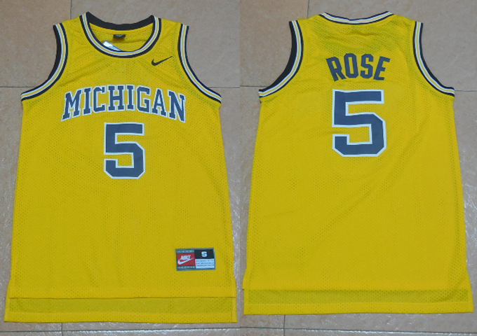 NCAA 5 Jalen Rose Michigan State Basketball Jersey yellow Navy Throwback NCAA College Jersey