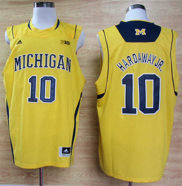 NCAA  Michigan Wolverines 10 Tim Hardaway Jr. Yellow College Basketball Jersey Big 10 Patch