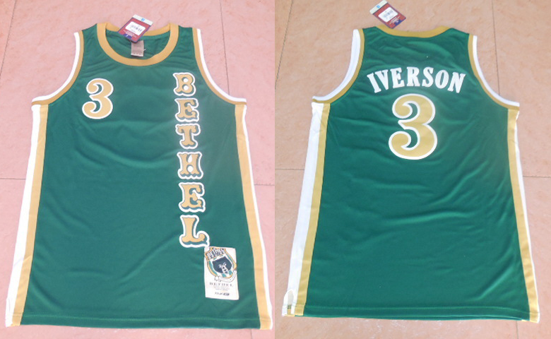 NCAA Georgetown Hoyas 3 Allen Iverson Jersey college basketball Green jersey