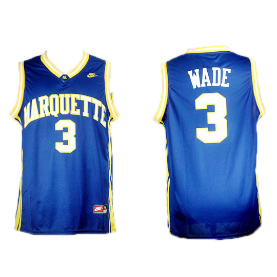 NCAA Marquette College 3 Dwyane Wade Blue Basketball Jersey