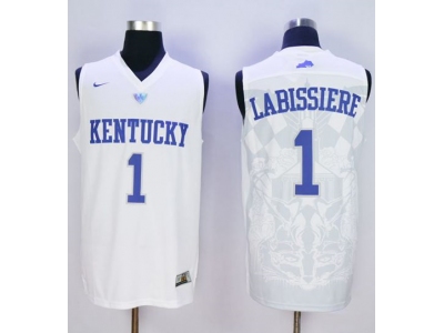 NCAA Men Kentucky Wildcats 1 Skal Labissiere White Basketball Stitched Jersey
