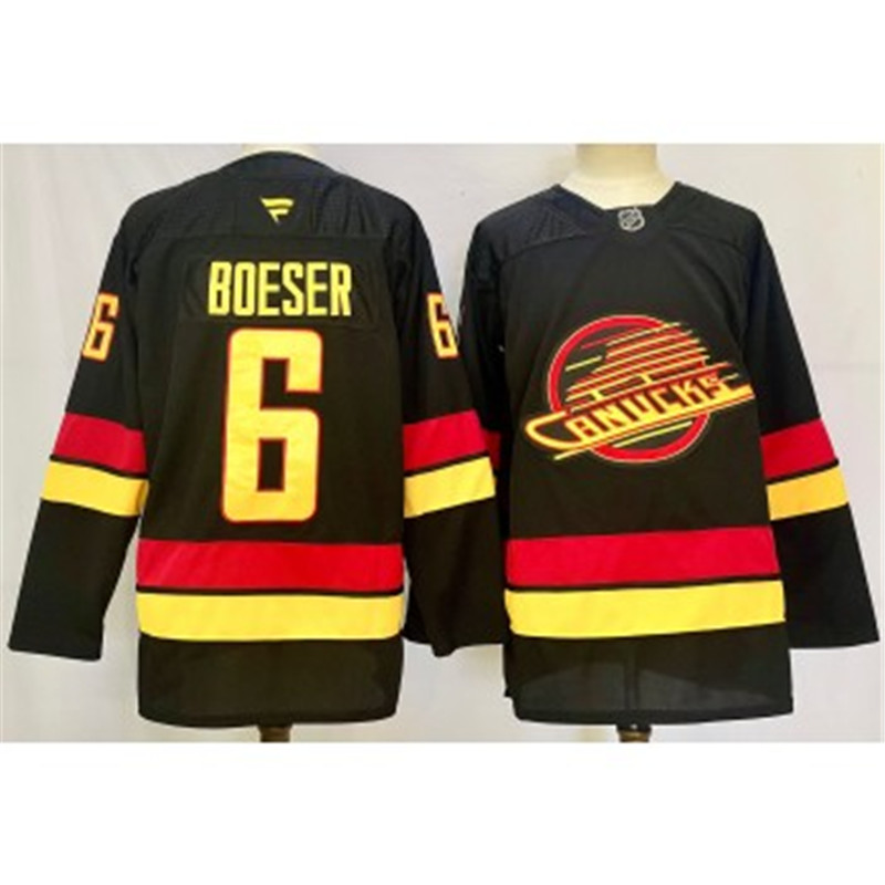 NHL Canucks 6 Brock Boeser Black 2024 New Fanatics Jersey