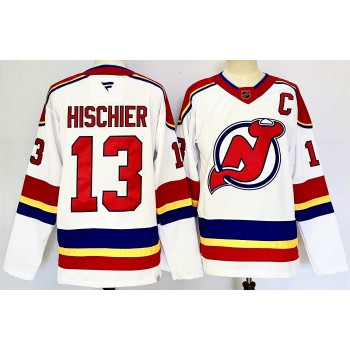 NHL Devils 13 Nico Hischier White 2024 New Jersey