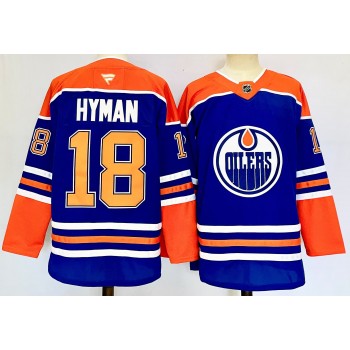 NHL Oiler 18 Zach Hyman Blue 2024 New Jersey