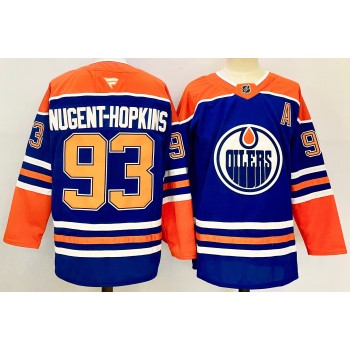 NHL Oilers 93 Ryan Nugent Hopkins Blue 2024 New Jersey