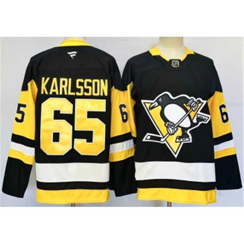 NHL Penguins 65 Erik Karlsson Black 2024 New Fanatics Jersey