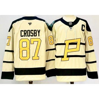 NHL Penguins 87 Sidney Crosby Cream 2024 New Jersey