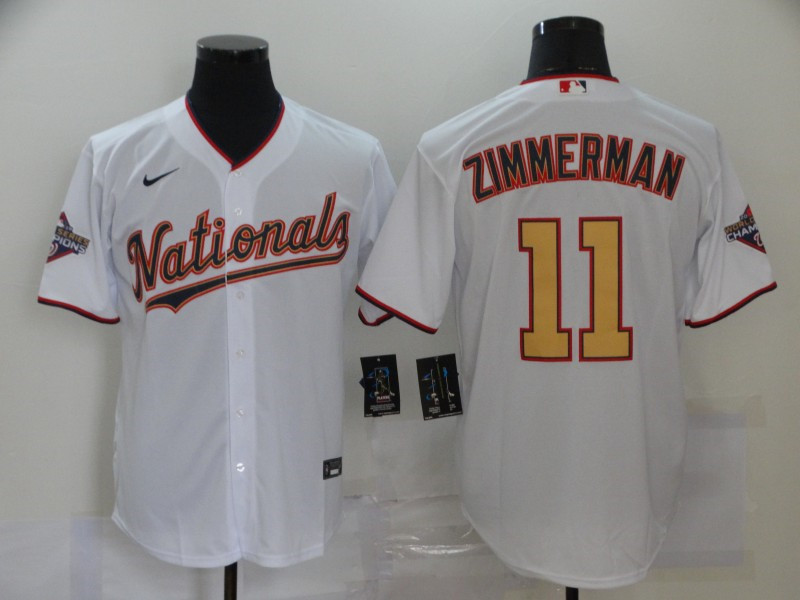 Nationals 11 Ryan Zimmerman White Gold Nike 2020 Gold Program Cool Base Jersey