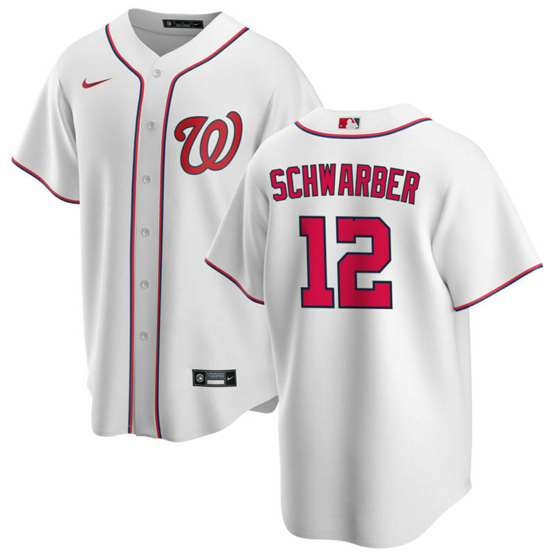 Nationals 12 Kyle Schwarber White Nike Cool Base Jersey