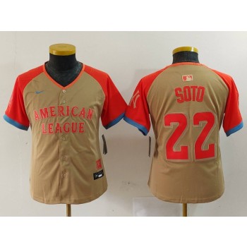 Nationals 22 Juan Soto Cream 2024 All Star Nike Cool Base Youth Jersey