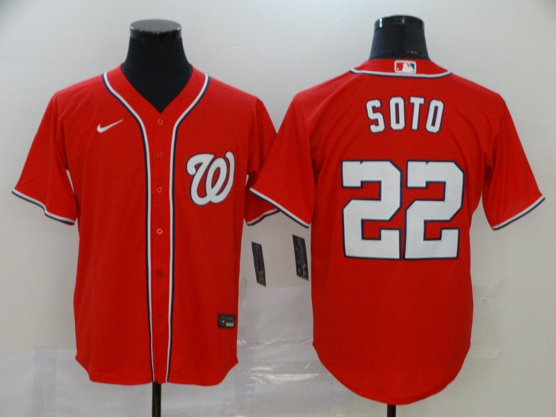 Nationals 22 Juan Soto Red Nike 2020 Cool Base Jersey