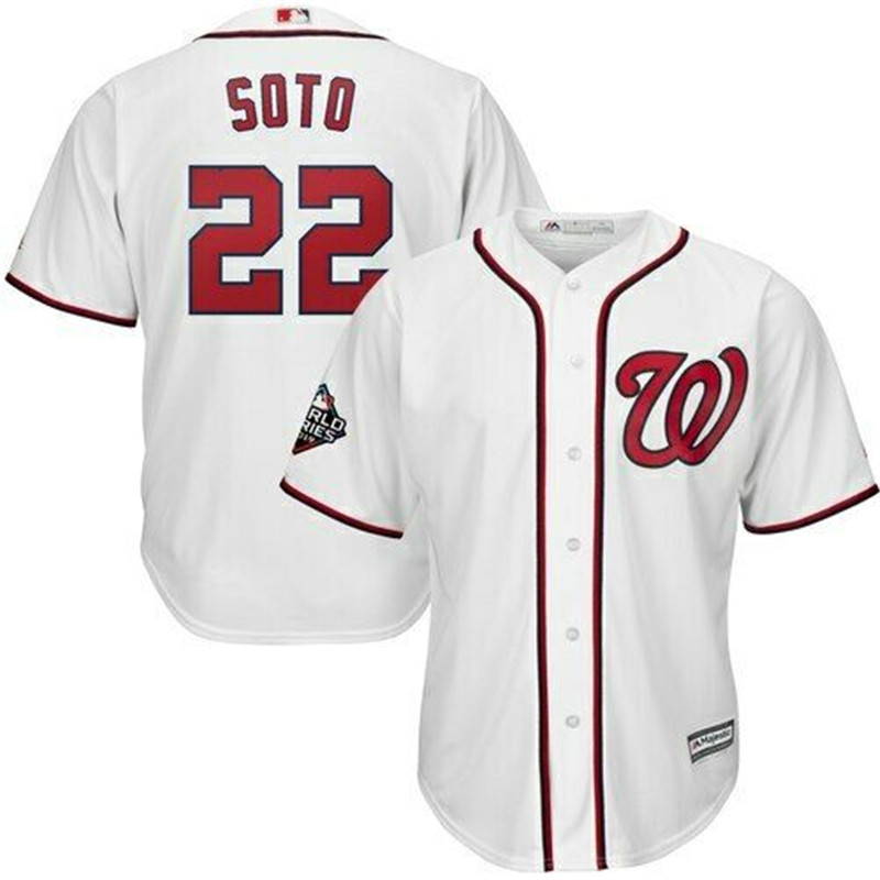 Nationals 22 Juan Soto White 2019 World Series Bound Cool Base Jersey